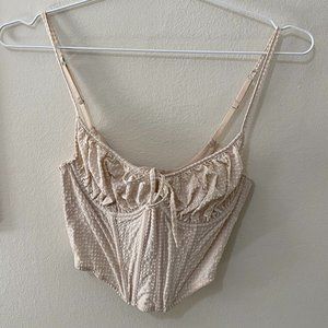 Urban Outfitters Out From Under Tan Gingham Bustier Top Sz M